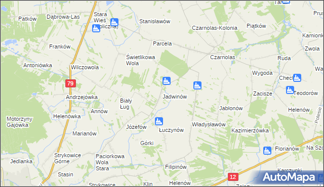 mapa Jadwinów gmina Policzna, Jadwinów gmina Policzna na mapie Targeo