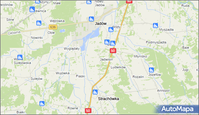 mapa Jadwisin gmina Strachówka, Jadwisin gmina Strachówka na mapie Targeo