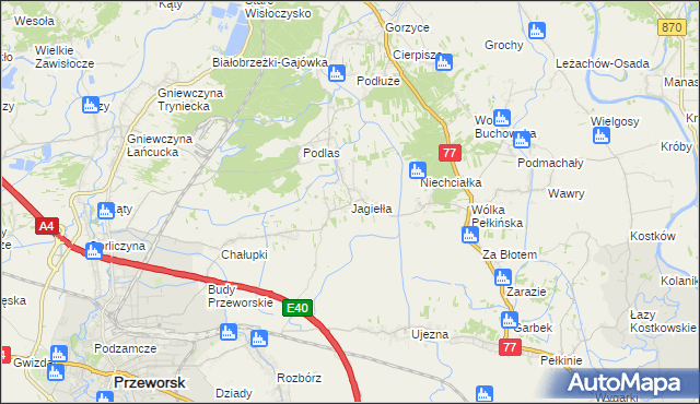 mapa Jagiełła gmina Tryńcza, Jagiełła gmina Tryńcza na mapie Targeo