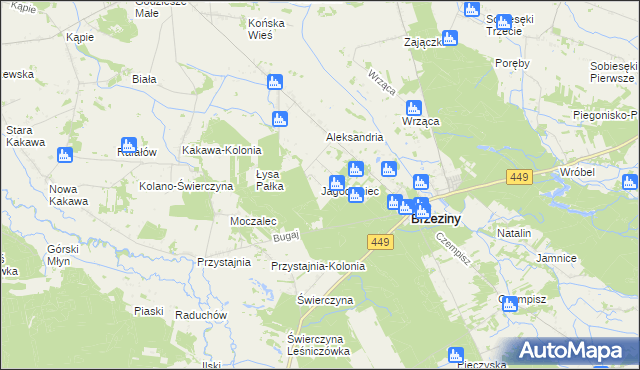 mapa Jagodziniec, Jagodziniec na mapie Targeo