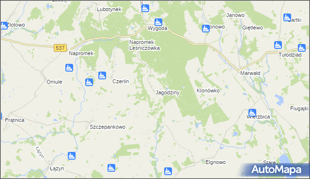 mapa Jagodziny, Jagodziny na mapie Targeo