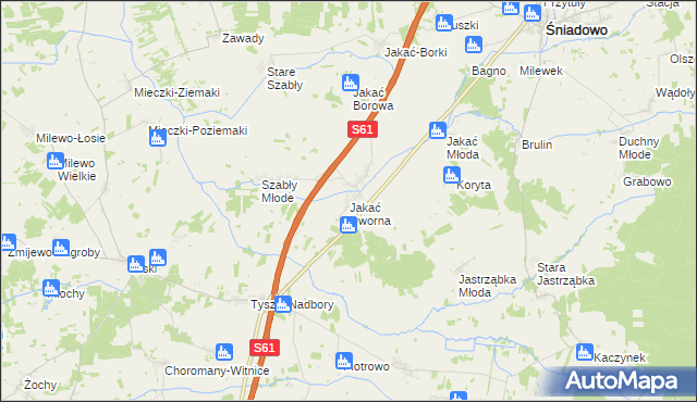 mapa Jakać Dworna, Jakać Dworna na mapie Targeo