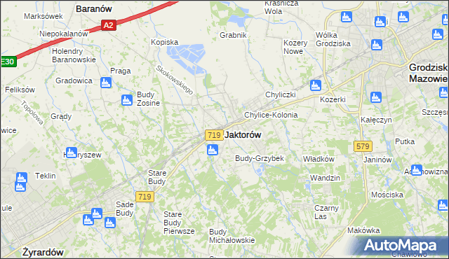 mapa Jaktorów, Jaktorów na mapie Targeo