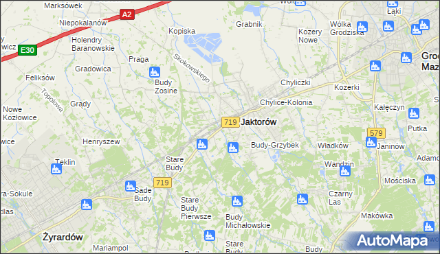 mapa Jaktorów-Kolonia, Jaktorów-Kolonia na mapie Targeo