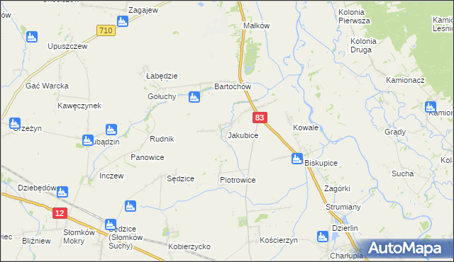 mapa Jakubice, Jakubice na mapie Targeo