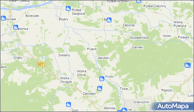 mapa Jakubiki, Jakubiki na mapie Targeo