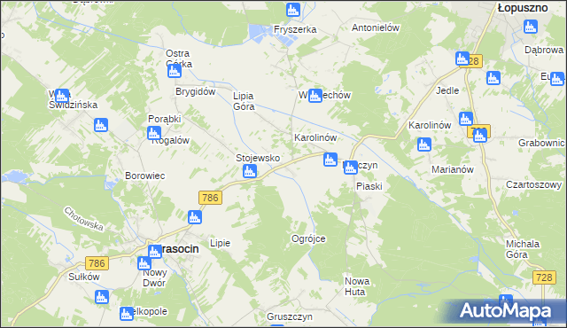 mapa Jakubów gmina Krasocin, Jakubów gmina Krasocin na mapie Targeo