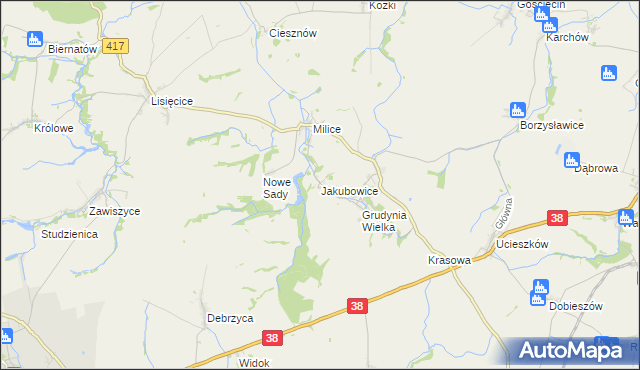 mapa Jakubowice gmina Pawłowiczki, Jakubowice gmina Pawłowiczki na mapie Targeo