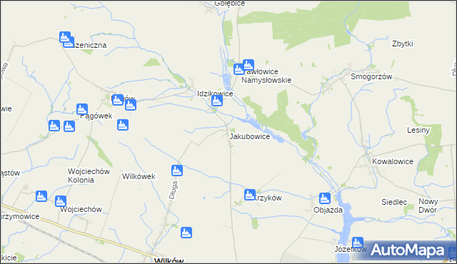 mapa Jakubowice gmina Wilków, Jakubowice gmina Wilków na mapie Targeo
