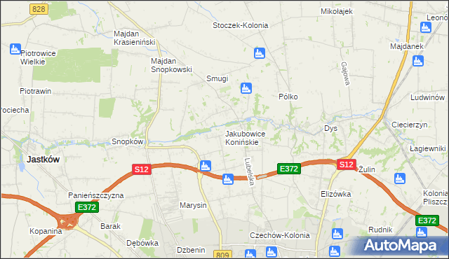 mapa Jakubowice Konińskie, Jakubowice Konińskie na mapie Targeo