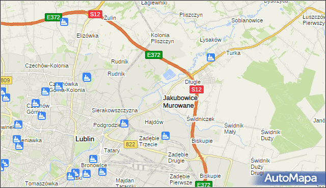 mapa Jakubowice Murowane, Jakubowice Murowane na mapie Targeo