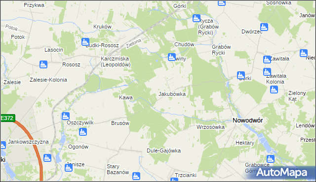mapa Jakubówka gmina Nowodwór, Jakubówka gmina Nowodwór na mapie Targeo