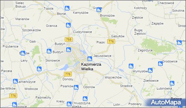 mapa Jakuszowice, Jakuszowice na mapie Targeo