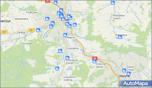 mapa Jałowiec gmina Lubań, Jałowiec gmina Lubań na mapie Targeo