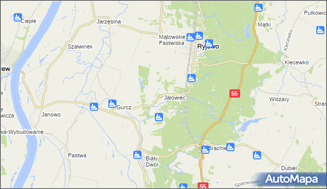 mapa Jałowiec gmina Ryjewo, Jałowiec gmina Ryjewo na mapie Targeo