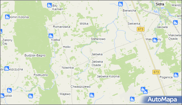 mapa Jałówka gmina Sidra, Jałówka gmina Sidra na mapie Targeo