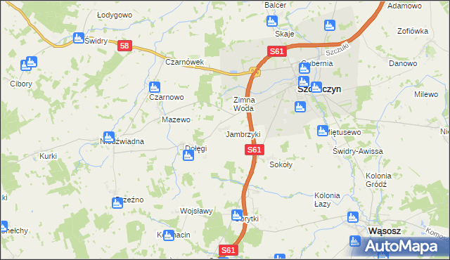 mapa Jambrzyki, Jambrzyki na mapie Targeo