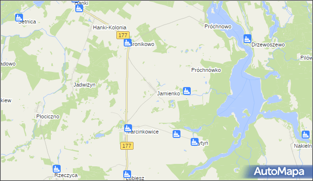 mapa Jamienko, Jamienko na mapie Targeo