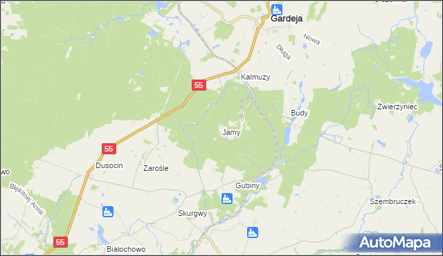 mapa Jamy gmina Rogóźno, Jamy gmina Rogóźno na mapie Targeo