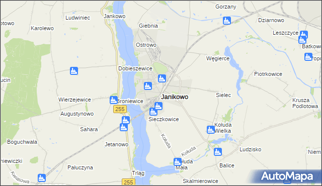 mapa Janikowo powiat inowrocławski, Janikowo powiat inowrocławski na mapie Targeo