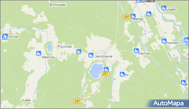 mapa Janiszowice gmina Bobrowice, Janiszowice gmina Bobrowice na mapie Targeo