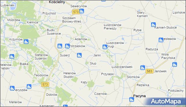 mapa Janki gmina Szczawin Kościelny, Janki gmina Szczawin Kościelny na mapie Targeo