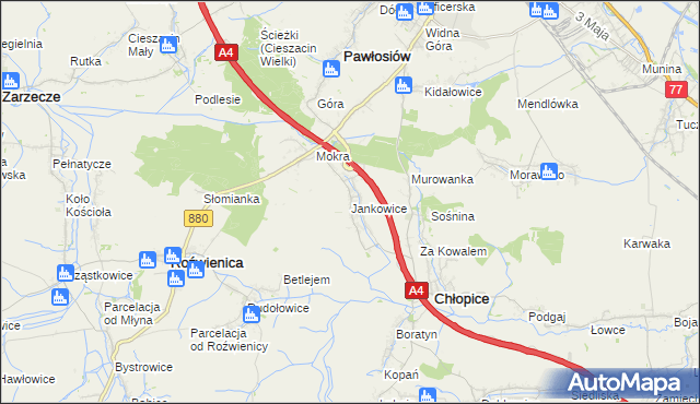 mapa Jankowice gmina Chłopice, Jankowice gmina Chłopice na mapie Targeo