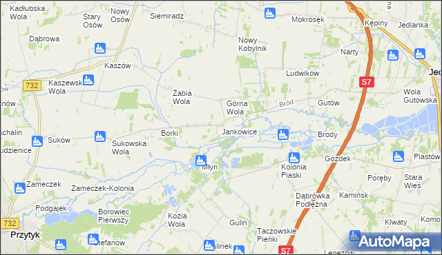 mapa Jankowice gmina Jedlińsk, Jankowice gmina Jedlińsk na mapie Targeo