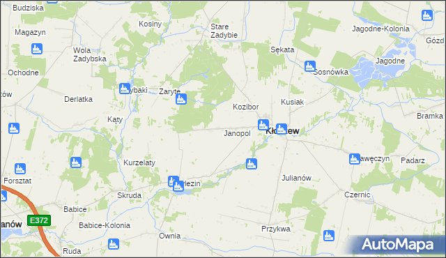 mapa Janopol gmina Kłoczew, Janopol gmina Kłoczew na mapie Targeo