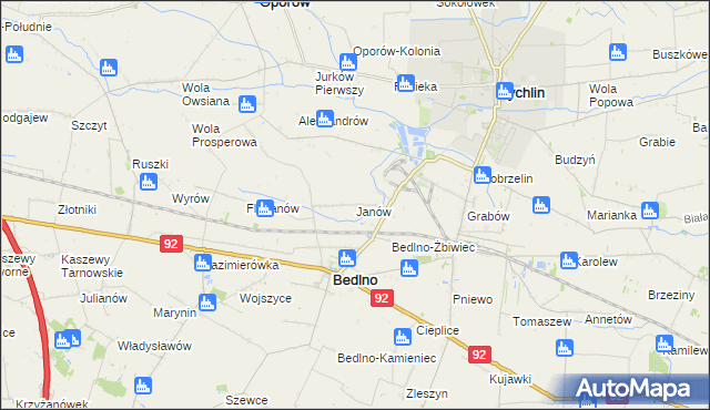 mapa Janów gmina Bedlno, Janów gmina Bedlno na mapie Targeo