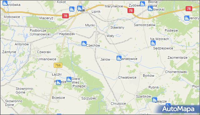 mapa Janów gmina Kije, Janów gmina Kije na mapie Targeo