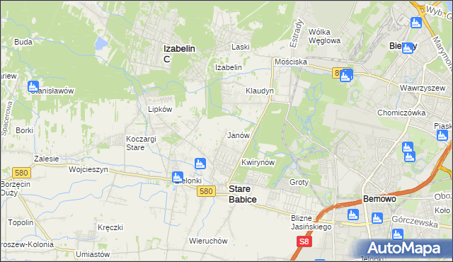 mapa Janów gmina Stare Babice, Janów gmina Stare Babice na mapie Targeo