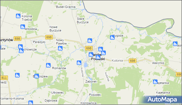 mapa Janów Podlaski, Janów Podlaski na mapie Targeo