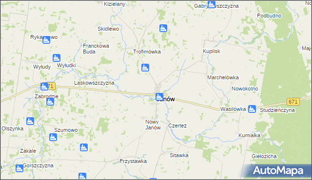 mapa Janów powiat sokólski, Janów powiat sokólski na mapie Targeo