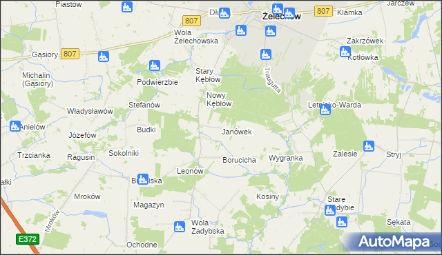 mapa Janówek gmina Żelechów, Janówek gmina Żelechów na mapie Targeo