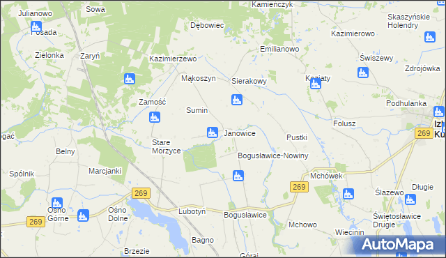 mapa Janowice gmina Babiak, Janowice gmina Babiak na mapie Targeo