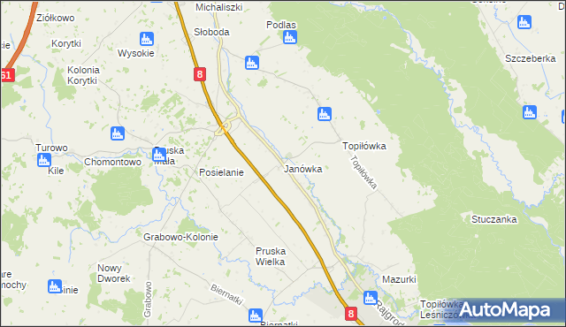 mapa Janówka gmina Augustów, Janówka gmina Augustów na mapie Targeo