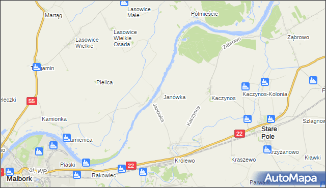 mapa Janówka gmina Stare Pole, Janówka gmina Stare Pole na mapie Targeo
