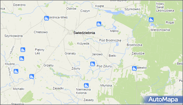 mapa Janowo gmina Świedziebnia, Janowo gmina Świedziebnia na mapie Targeo