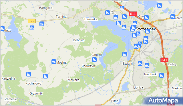 mapa Janowo gmina Szczecinek, Janowo gmina Szczecinek na mapie Targeo