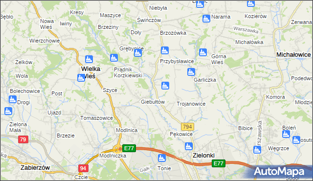 mapa Januszowice gmina Zielonki, Januszowice gmina Zielonki na mapie Targeo