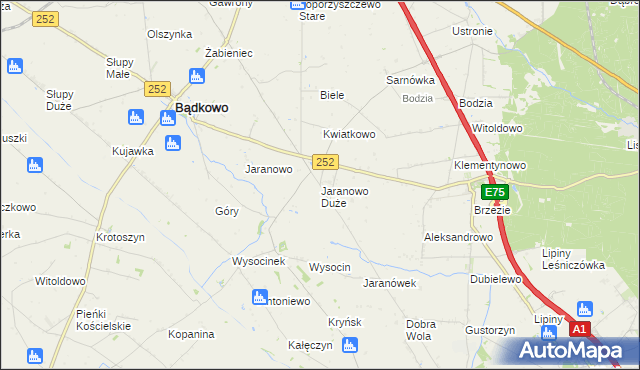 mapa Jaranowo Duże, Jaranowo Duże na mapie Targeo