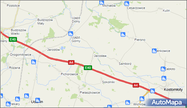 mapa Jarosław gmina Udanin, Jarosław gmina Udanin na mapie Targeo