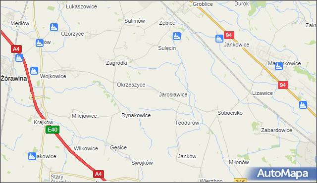 mapa Jarosławice gmina Żórawina, Jarosławice gmina Żórawina na mapie Targeo