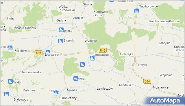 mapa Jarosławiec gmina Uchanie, Jarosławiec gmina Uchanie na mapie Targeo