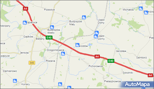 mapa Jarostów, Jarostów na mapie Targeo