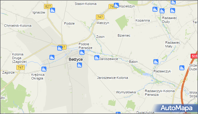 mapa Jaroszewice, Jaroszewice na mapie Targeo