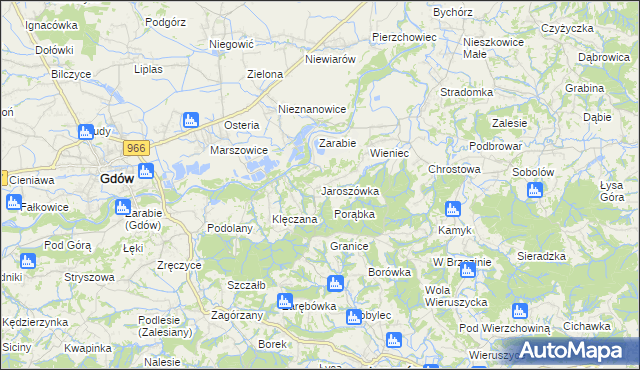 mapa Jaroszówka gmina Gdów, Jaroszówka gmina Gdów na mapie Targeo