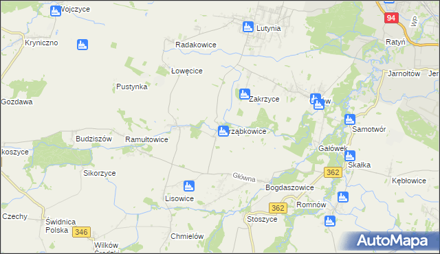 mapa Jarząbkowice gmina Kostomłoty, Jarząbkowice gmina Kostomłoty na mapie Targeo