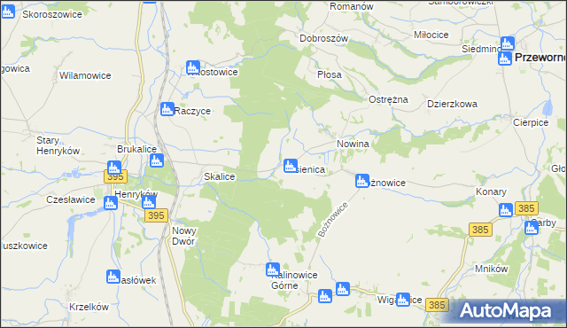 mapa Jasienica gmina Ziębice, Jasienica gmina Ziębice na mapie Targeo